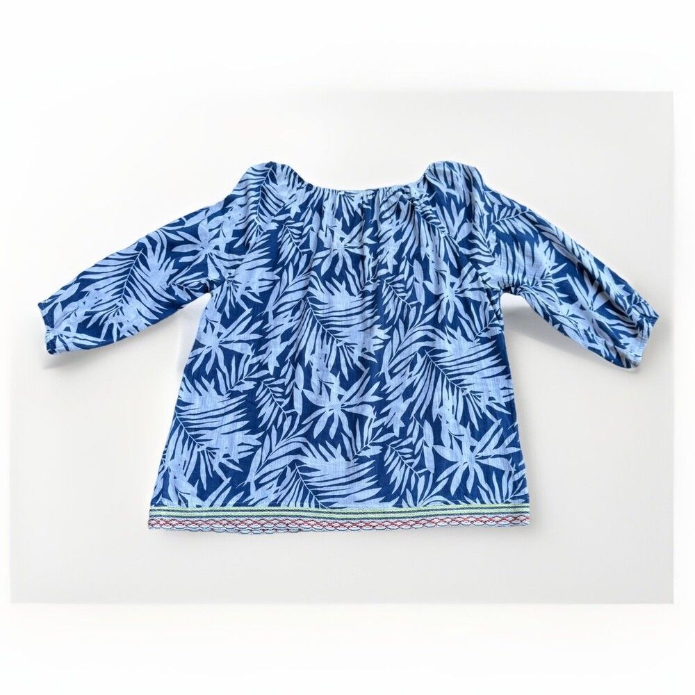 Rafaella Weekend  Blue Blouse Women's Size Large Floral Embroidered - Picture 3 of 16